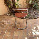 Suite of six leather and chrome armchairs from the 70s/80s