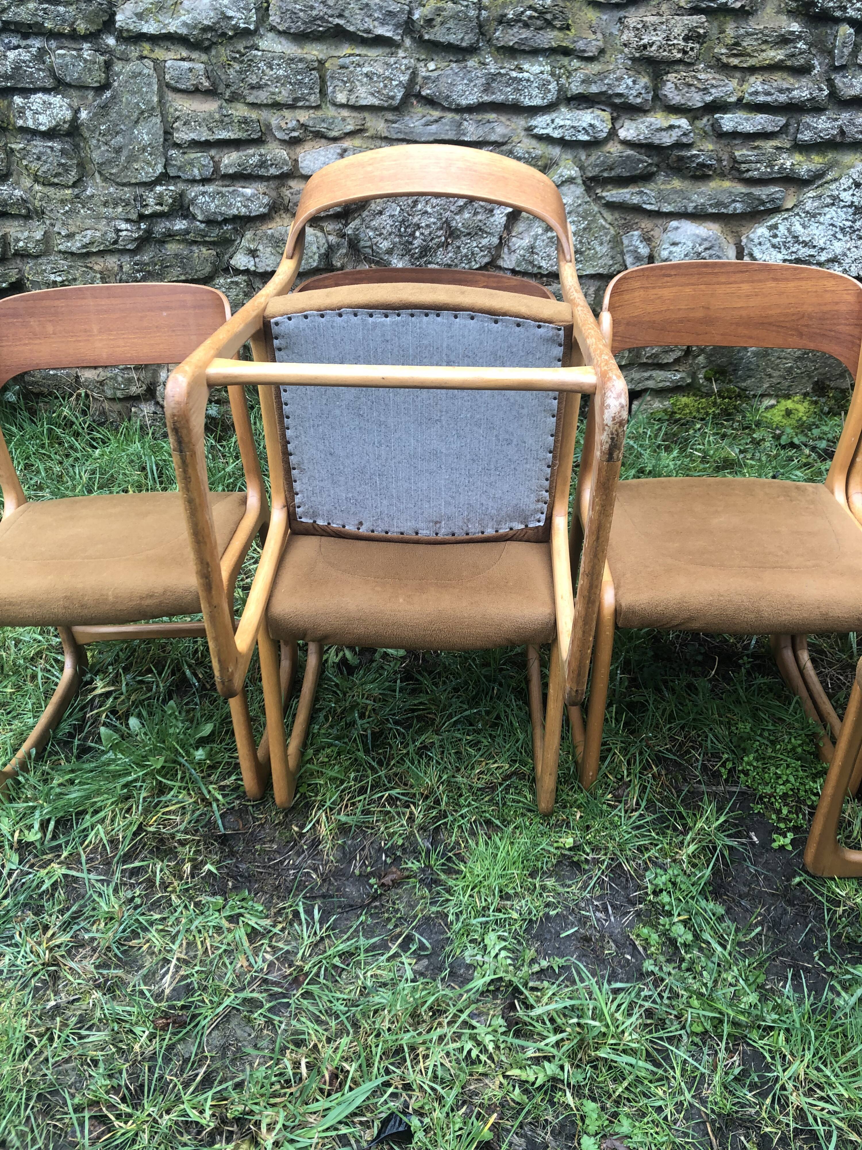 Set of 6 Baumann sleigh foot chairs 60s