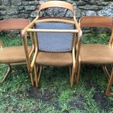 Set of 6 Baumann sleigh foot chairs 60s