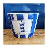 Pot cache-pot phare bleu et blanc
