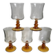 Set of 5 glasses with amber feet 70s