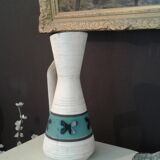 Enamelled ceramic pourer, duck blue décor