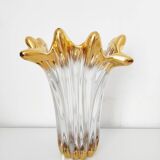 Splash-shaped crystal vase with gold rim