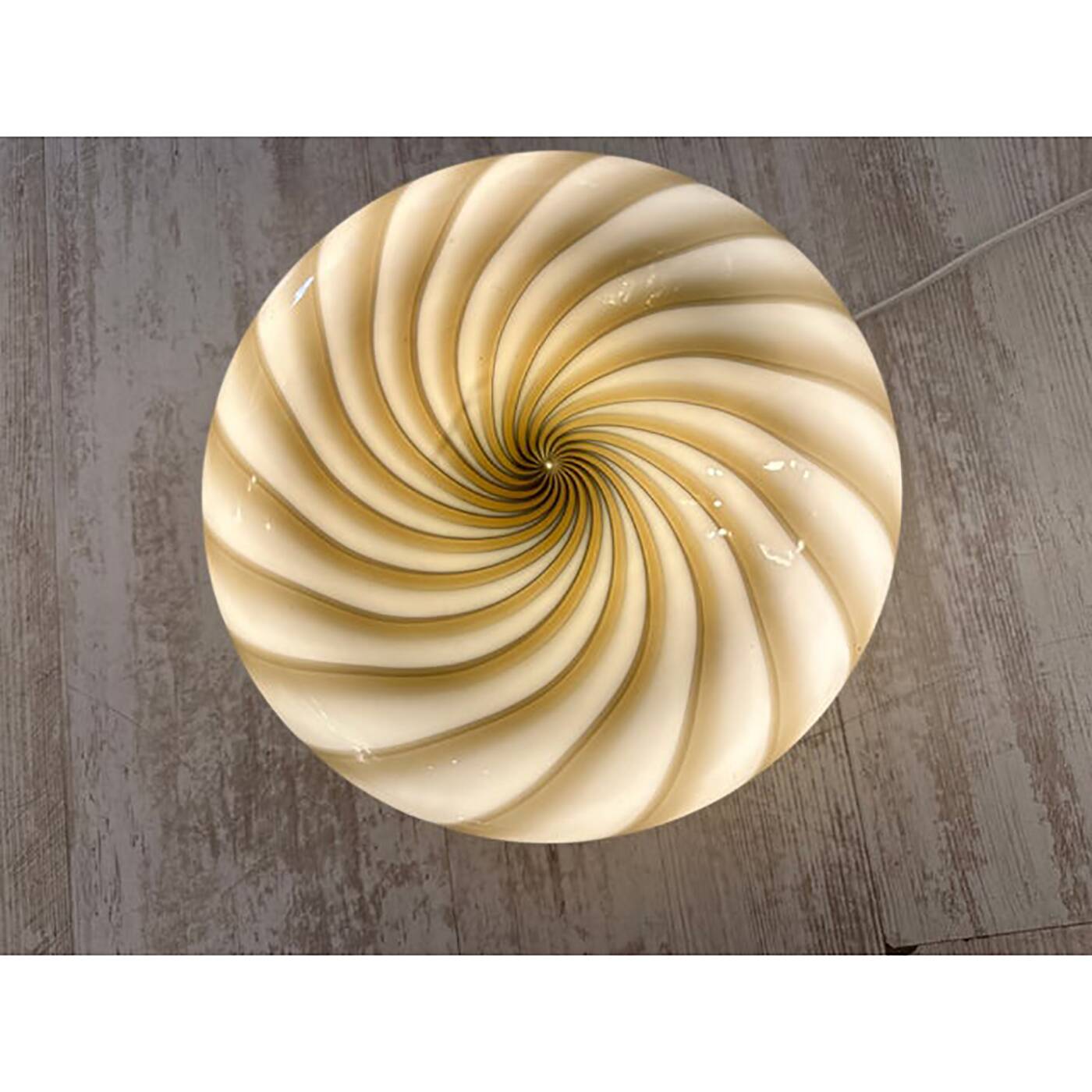Contemporary Italian Milky-White and Brown Swirls Murano Glass Flush Mount
