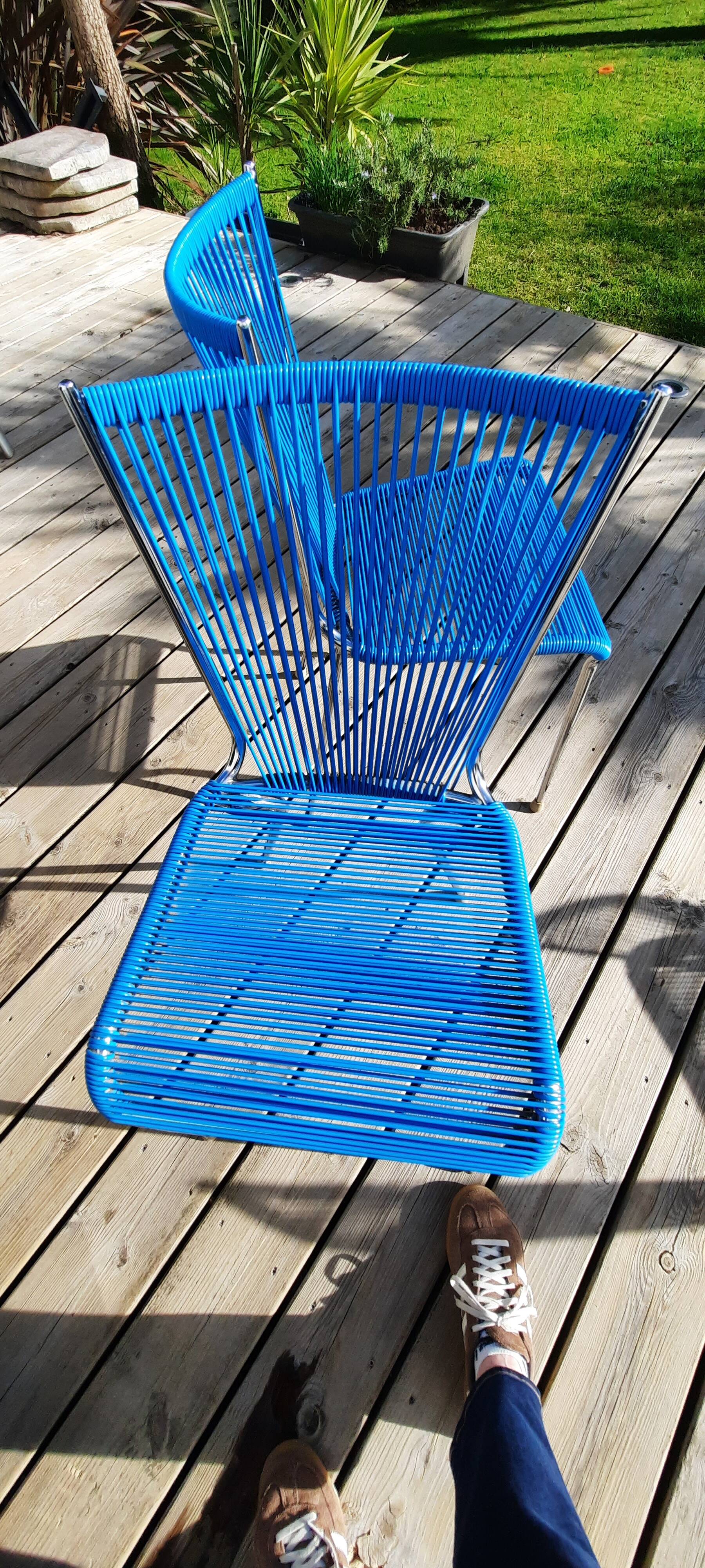 Lot de 4 chaises scoubidou années 60