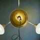 Three-light chandelier in brass and striated opaline glass – 1950s-60s