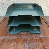 Former Locker Door Documents 3 Compartments Metal Green Vintage Workshop