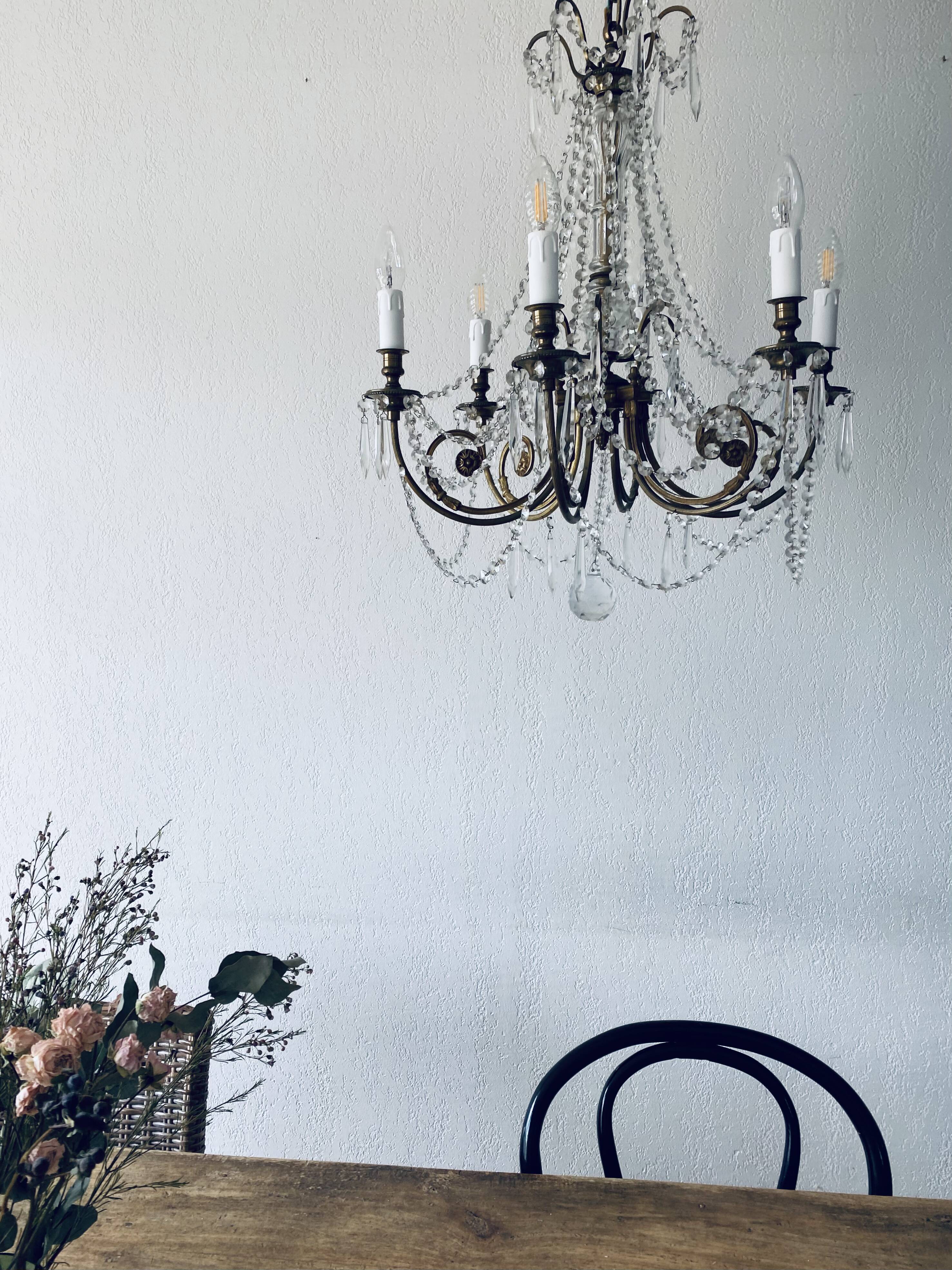 Chandelier with crystal and bronze tassels