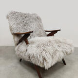 Scandinavian vintage sheepskin armchair