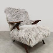 Fauteuil en peau de mouton vintage scandinave