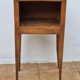 Table de chevet ancienne en bois, poignées latérales ajourées, fin XIXe