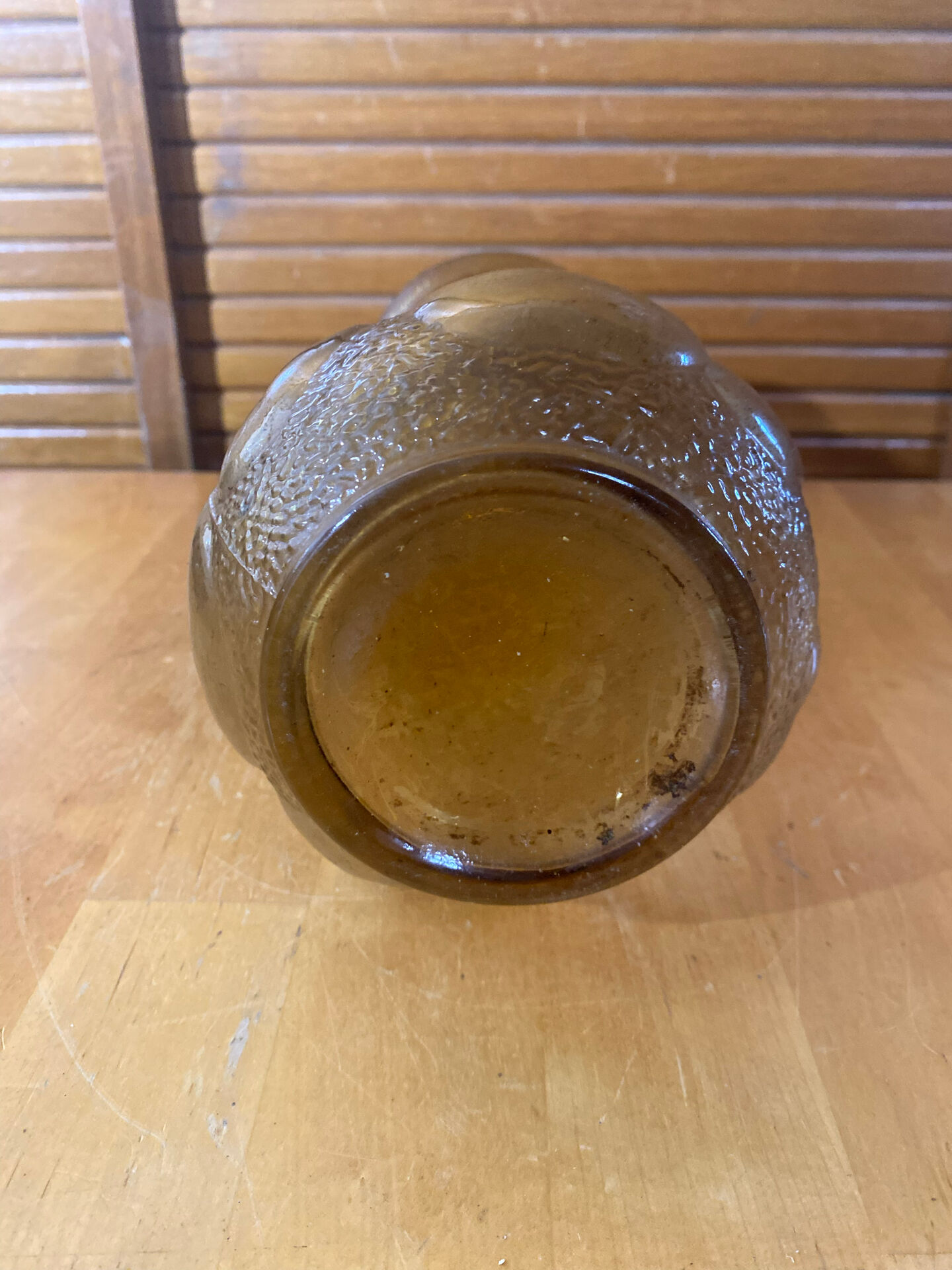 Ancient empoli vase moulded glass orange amber vine decor vintage #e558