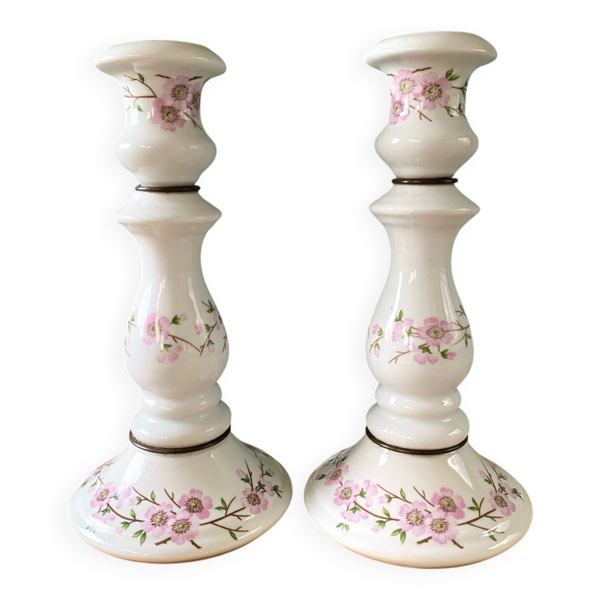 Pair of porcelain candlesticks from Paris