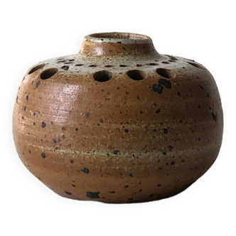 Vase pique fleur en grès tacheté, pyrite