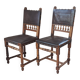 Pair of antique chairs in embossed leather, Henri II style.