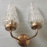 Vintage glass and brass applique