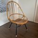 Mid-Century Rattan and Steel Easy Chair by Rohé Noordwolde, 1950s