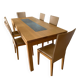 Solid oak table and genuine granite + 6 matching chairs