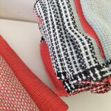 Nappe et 12 serviettes corail et gris Esprit rétro scandinave années 60