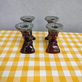 Pair of earthenware candlestick with two branches