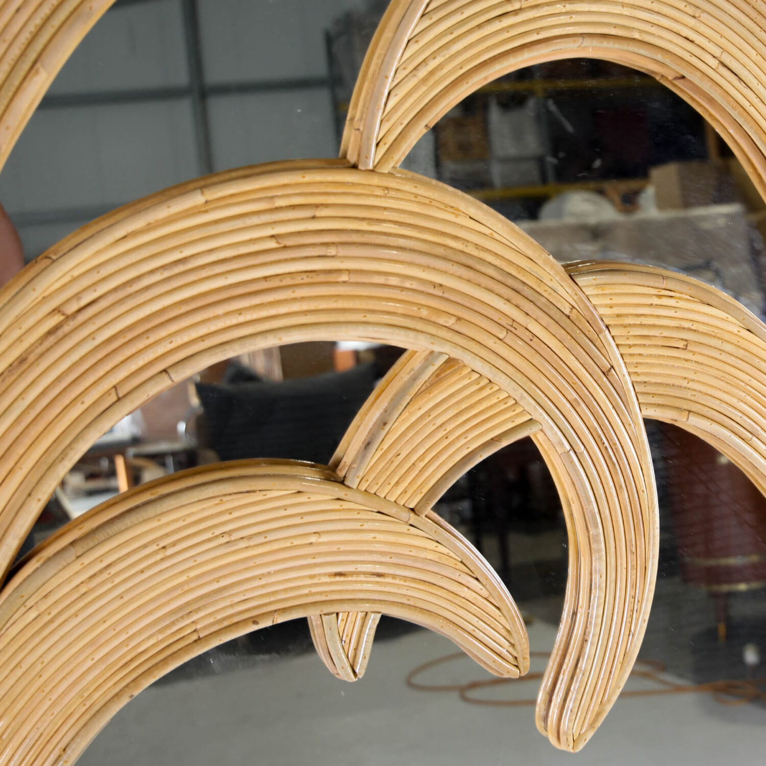 Rattan "palm tree" mirror