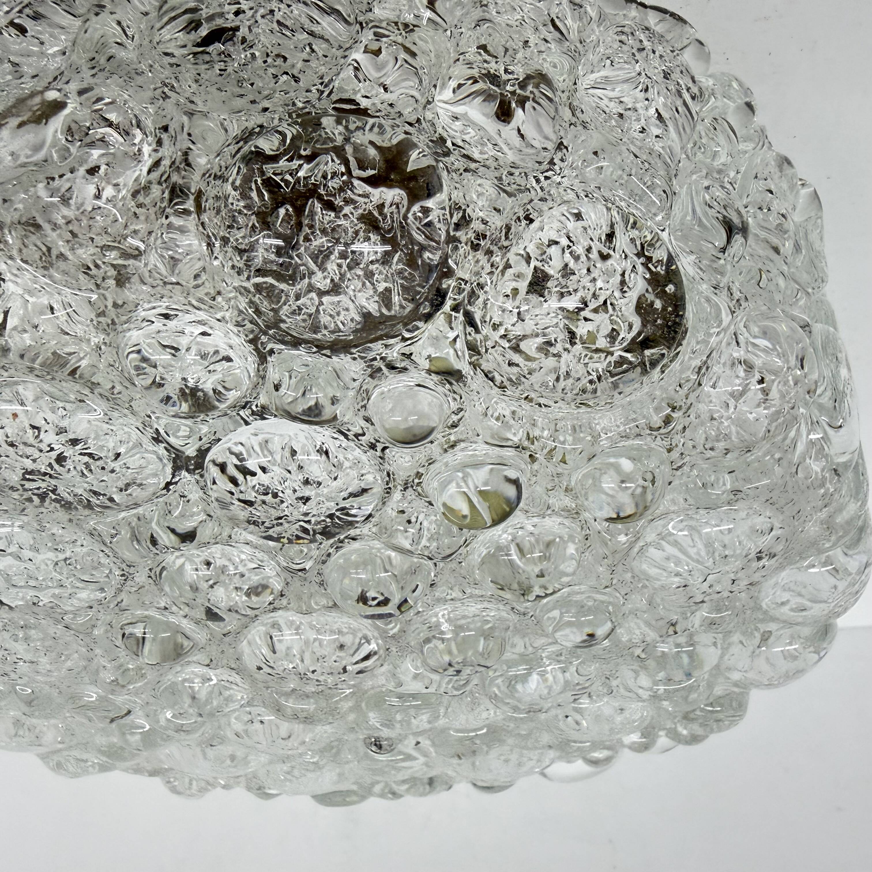 Lampe de plafond en verre Murano à bulles Hillebrand, années 1970, Allemagne