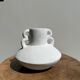 Artisanal terracotta vase painted white with double handles H:16 D:20