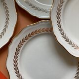 Lot of 6 white and golden vintage plates Poreylor l'Amandinoise France