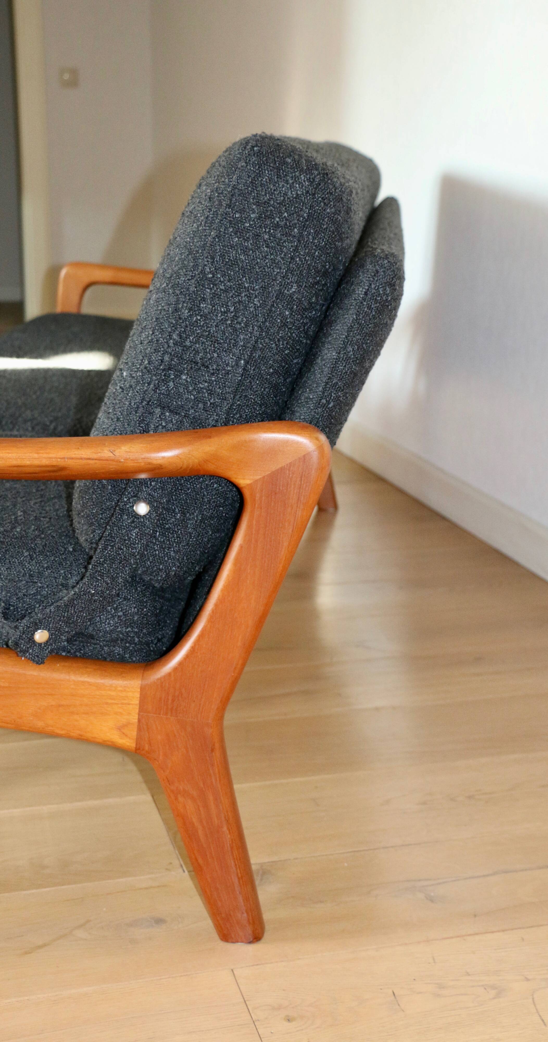 Canapé pliable danois vintage noir bouclé, années 1970