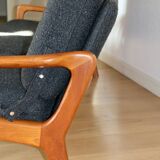 Canapé pliable danois vintage noir bouclé, années 1970