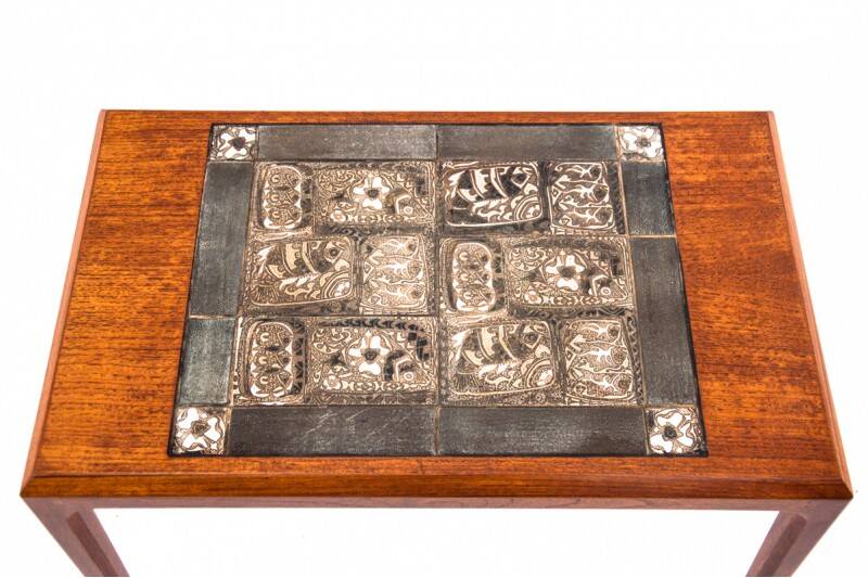 Side table with ceramics, Denmark, 1960s. After renovation.