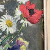 Oil on canvas still life with flowers and statuette 1920