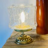 Table lamp in cracked glass and vintage gilded brass base