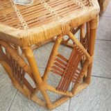 Old rattan and wicker console booster table
