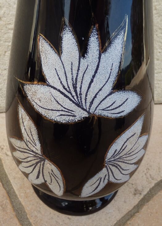 Navy blue and gold vase