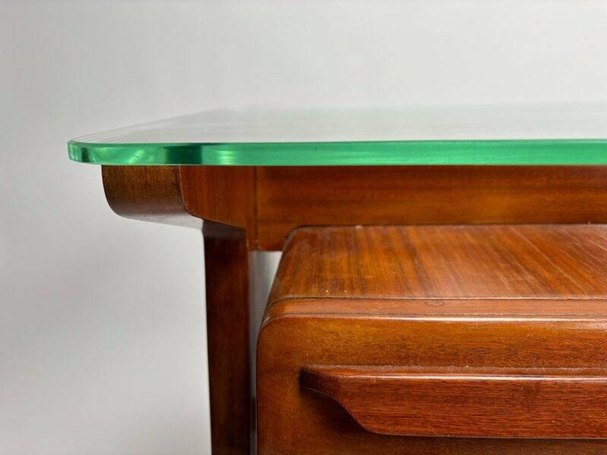 Wood and Brass Desk attributed to Vittorio Dassi, Italy, 1950s