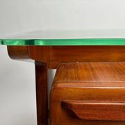 Wood and Brass Desk attributed to Vittorio Dassi, Italy, 1950s