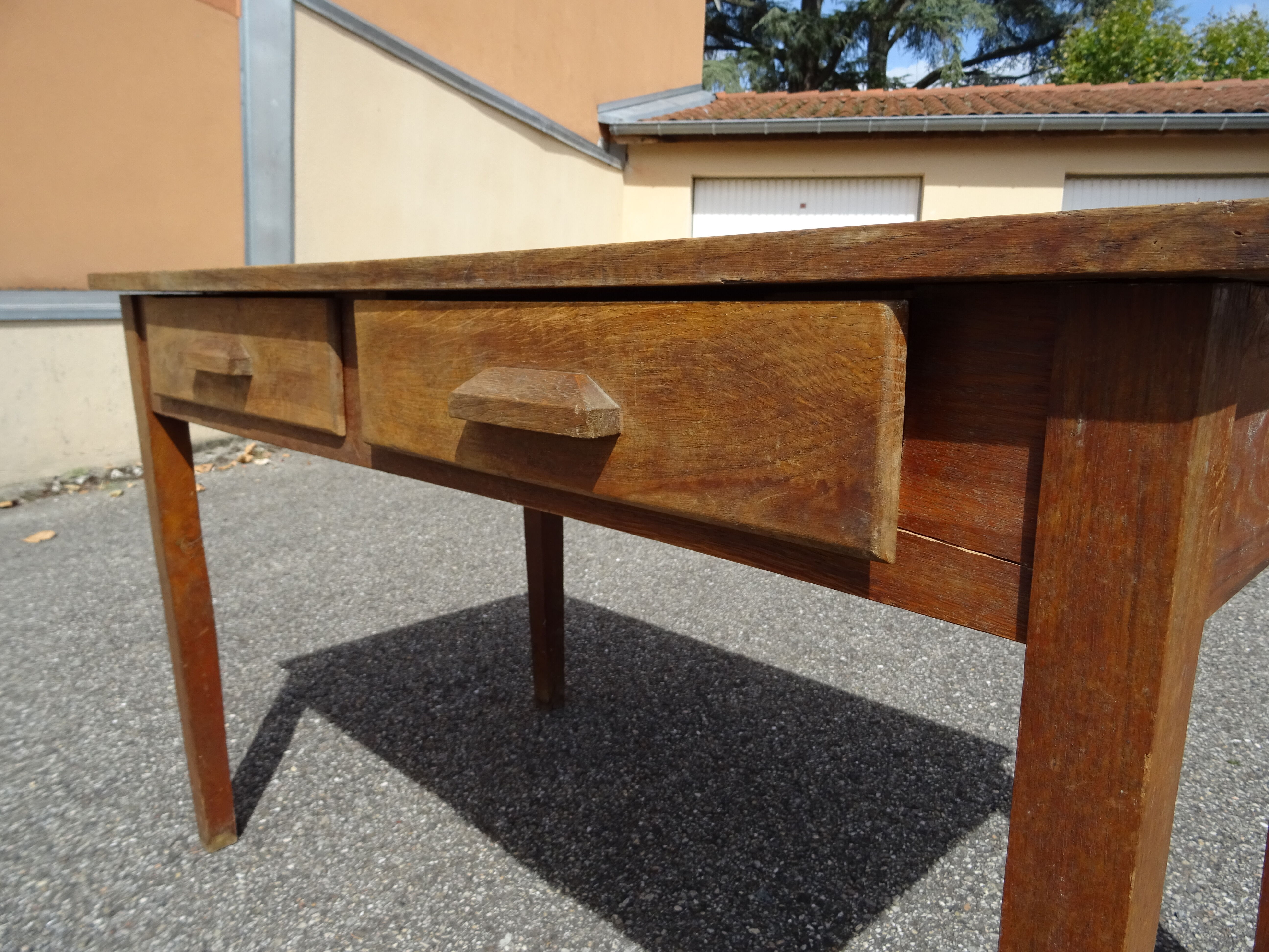 Country farmhouse table with 2 drawers