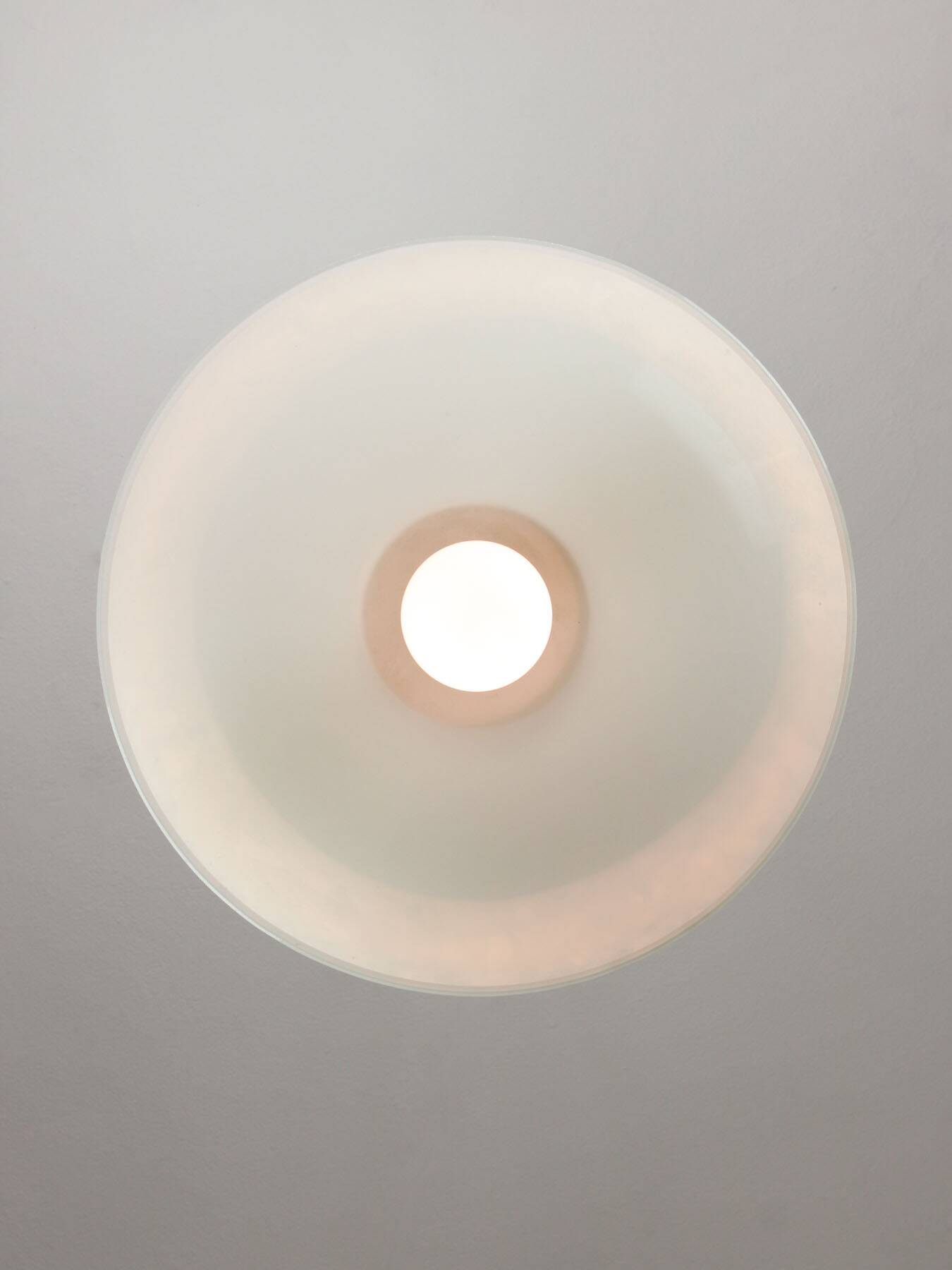 Mid-Century Italian Saucer Glass and Brass Pendant Lamp