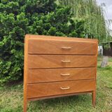 Antique vintage chest of drawers with spindle legs and 4 drawers, 1970s