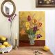 Bouquet of tulips on a golden background — Oil on panel