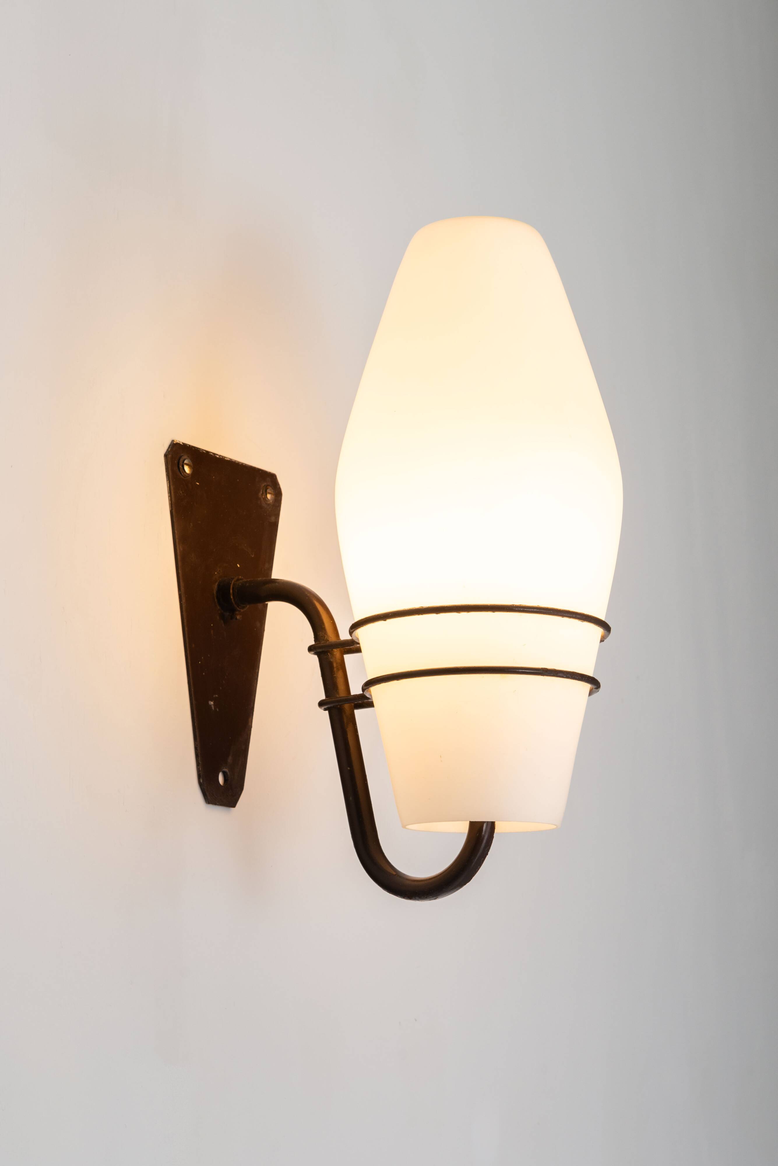 Large outdoor lamp made from metal and opal glass