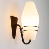 Large outdoor lamp made from metal and opal glass