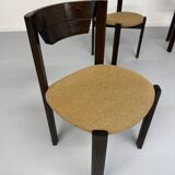 Set of 4 Girsberger Scandinavian style chairs from the 80s, vintage wood