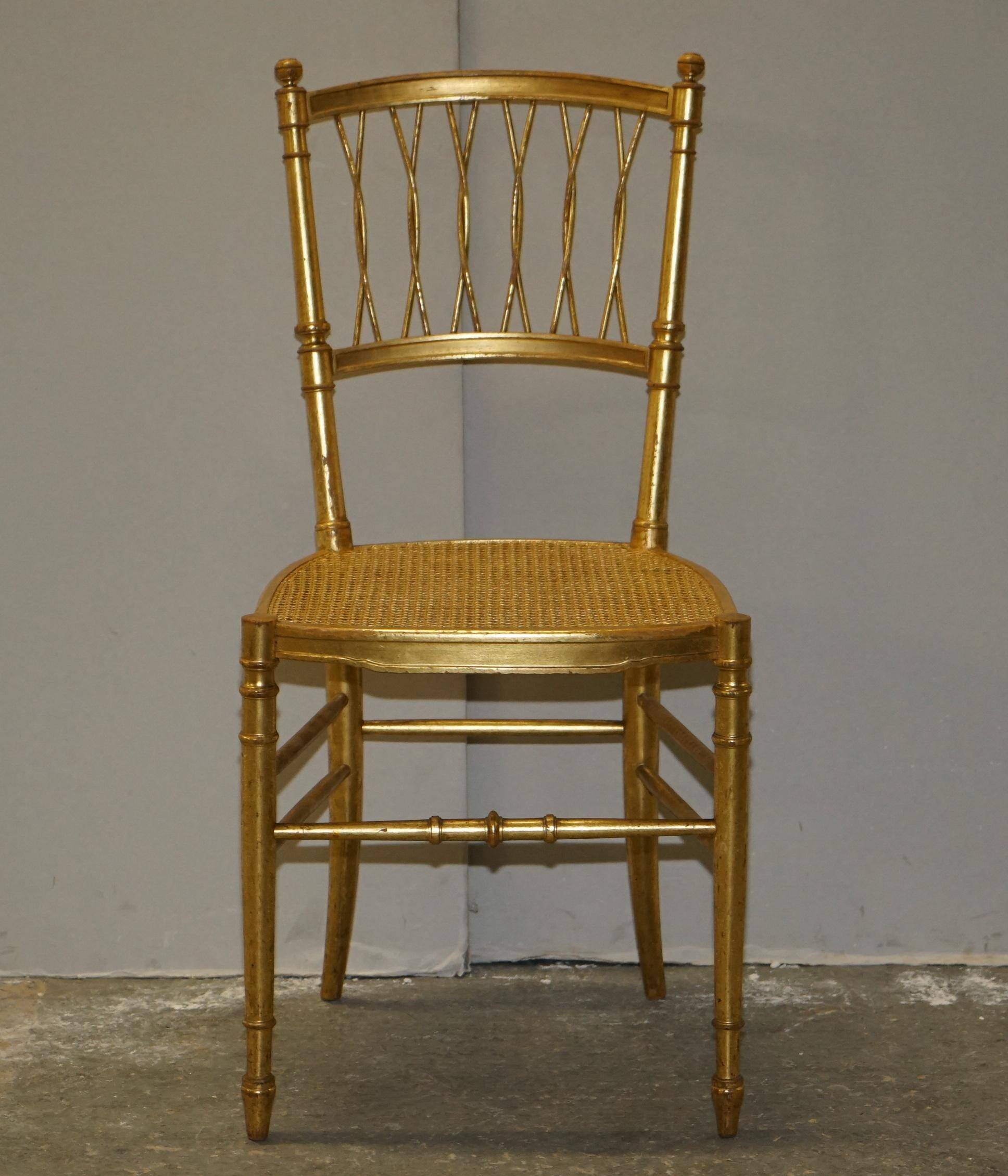 Spencer family gilded wooden bergère bench chair