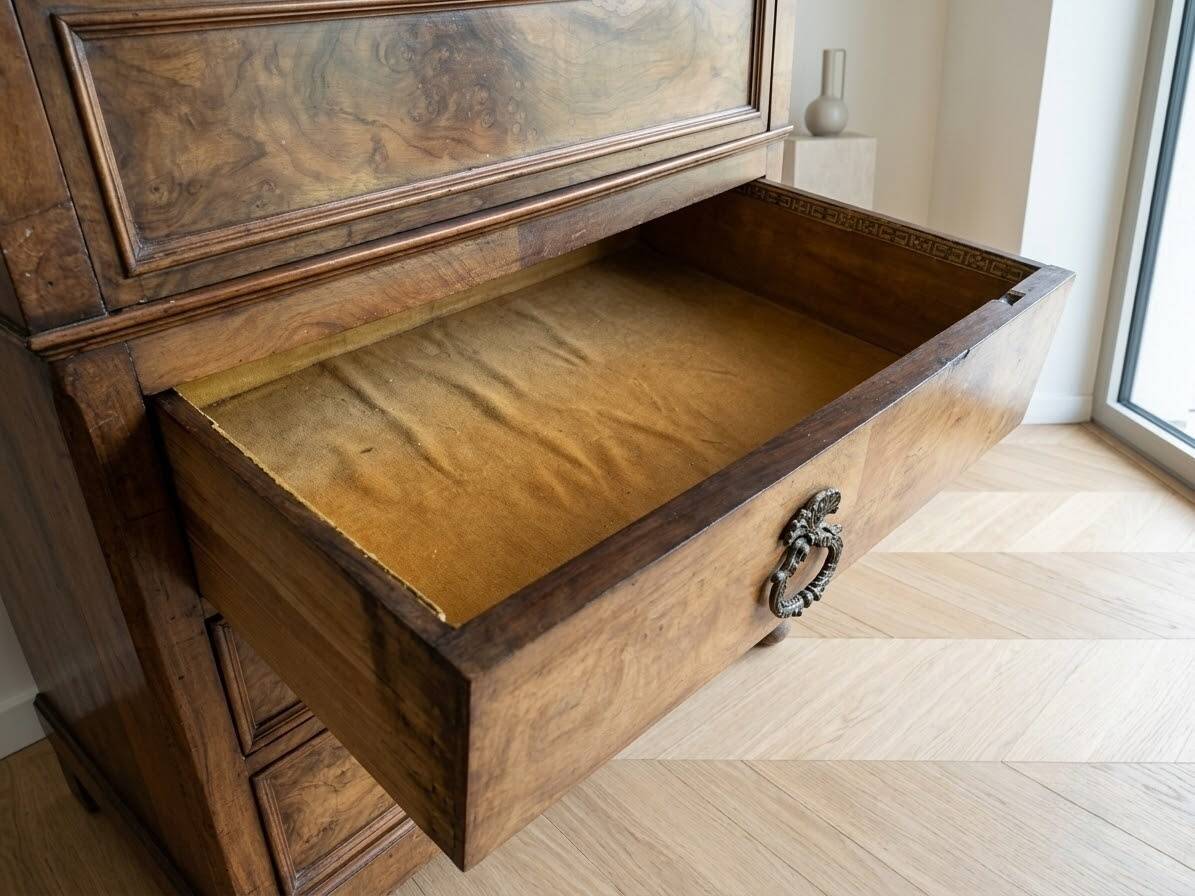 Louis-Philippe secretary chest of drawers with marble top