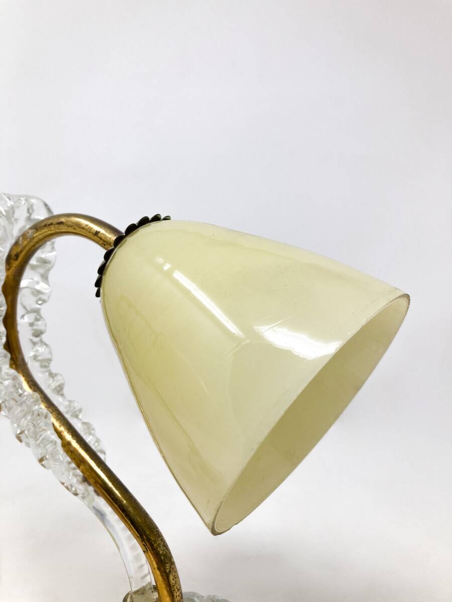 Mid-Century Modern Brass and Glass Table Lamp, 1950s