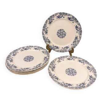 6 Assiettes plates Sarreguemines modèle Roxanne