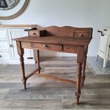 Antique solid wood desk with tiers – metal handles