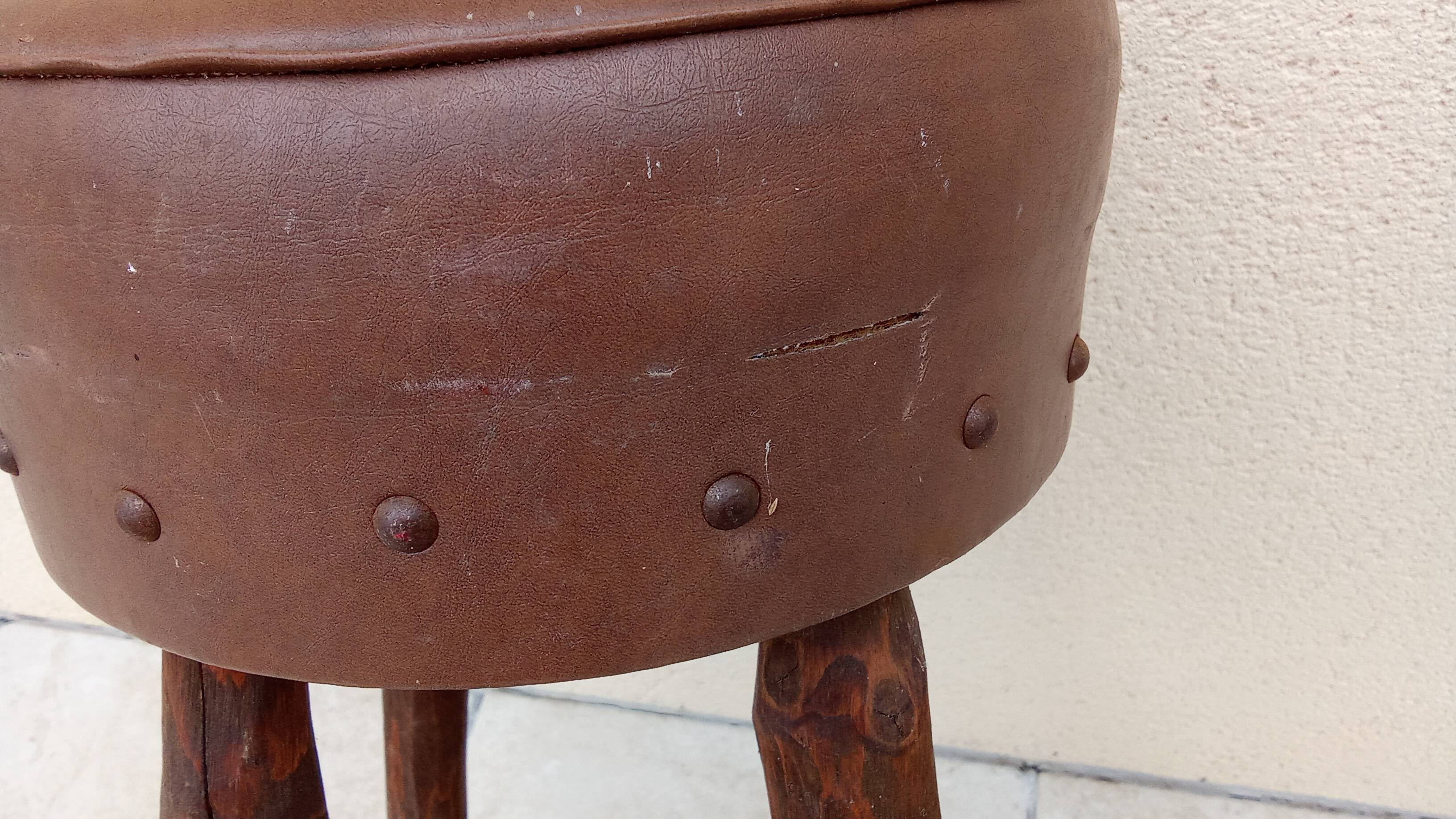 Paire de tabouret de bar haut vintage brutaliste